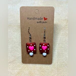 Valentines Day Handmade Earrings - Glass Hearts